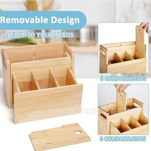 Estante de almacenamiento de madera para encimera de cocina, organizador de utensilios de cocina, soporte extensible para cuchillos y tenedores, multiusos, reutilizable - Product Image 3