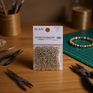 Perline Ilan 4mm con Foro Piccolo in Oro Bianco per Creazione di Gioielli e Accessori - Product Image 2