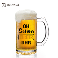 Vente en gros, chopes à bière en verre transparent par sublimation 460ml 16oz, grandes chopes à bière en verre personnalisées avec logo personnalisé et poignée
