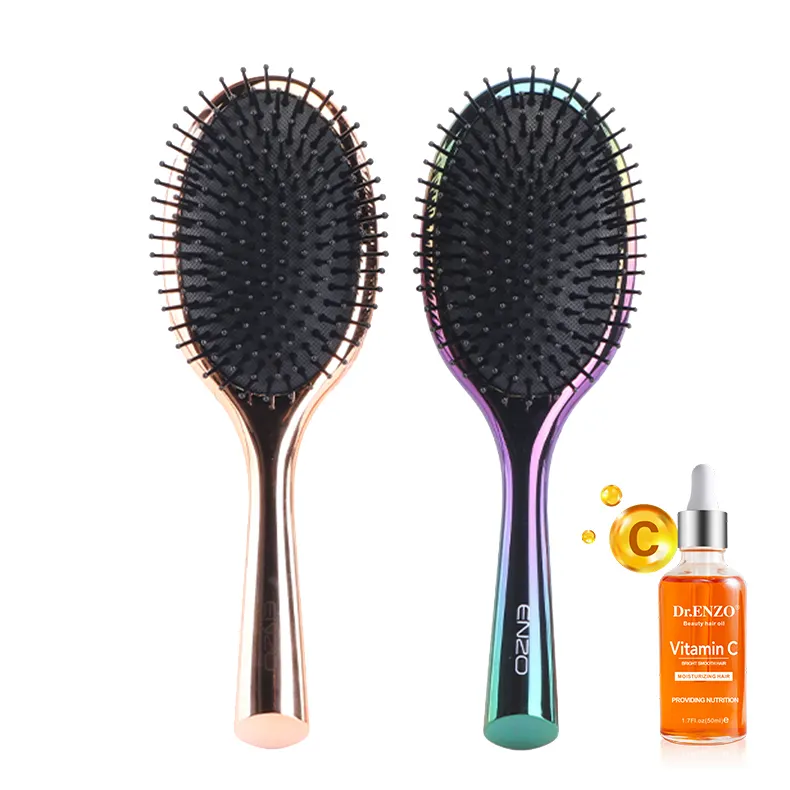 ENZO OEM/ODM Peigne de massage du cuir chevelu pour femmes Brosse à cheveux en nylon Vitamine C Réduire les pointes fourchues Salon de coiffure Démêlant Brosse à cheveux