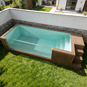 Piscina de fibra de vidrio sobre el suelo, con azulejos de vidrio transparentes para hidromasaje, mosaico, para exteriores, con contenedor, seguridad para piscinas - Product Image 3