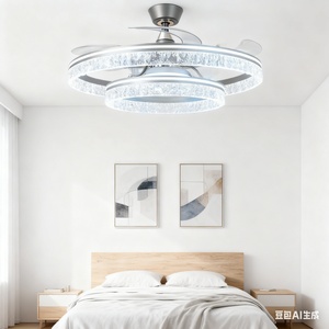 Lámpara de Techo con Ventilador de Cristal, 200W LED, Control Remoto, 4 Aspas, Decoración Moderna para Dormitorio y Comedor - Product Image 3