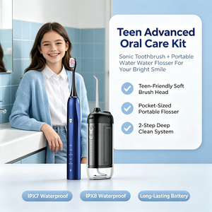 <span class=keywords><strong>Cepillo</strong></span> de Dientes Eléctrico 2 en 1 y <span class=keywords><strong>Irrigador</strong></span> Bucal, Recargable, 5 Modos, 4 Cabezales de <span class=keywords><strong>Cepillo</strong></span>, 5 Boquillas, Kit de Cuidado Bucal de Viaje - Product Image 2
