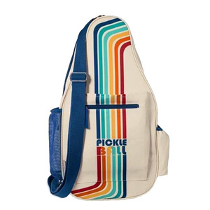 Bolsa de Pickleball Retro Personalizada con Rayas, Correa Ajustable, Nailon Impermeable, Mochila de Tela de Gran Capacidad para Hombres y Mujeres - Product Image 1