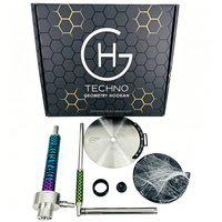 Chicha géométrique russe en gros d'usine, style dragon, électroplaquée, grand ensemble de chicha en acier inoxydable avec coffret cadeau