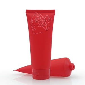 Tubo de Plástico PE Reciclable al por Mayor con Tapa Abatible, 50g 60g 100g 120g, Rojo, para Lociones Corporales y Faciales, para Cuidado Personal de la Piel y Cosméticos - Product Image 4