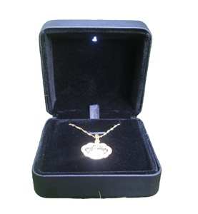 Estuche de Joyería de Plástico Negro de Lujo, Lacado, para Anillos y Colgantes, con Caja de Luz LED, para Bodas - Product Image 1