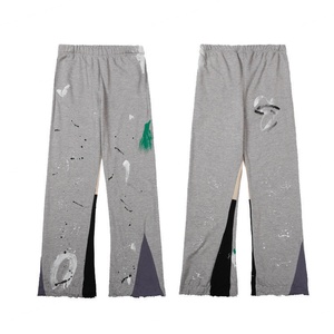 Pantalones Deportivos Casuales Elegantes de Pierna Ancha con Estampado de Salpicaduras de Pintura, 100% Algodón Francés, Cintura Media, para Hombre, de Alta Calidad y Personalizados - Product Image 5