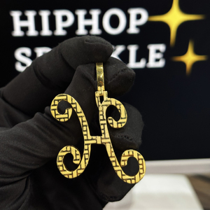 Pendentif personnalisé en argent sterling 925 avec lettre initiale H en moissanite VVS, plaqué or 18 carats, collier hip-hop pour hommes et femmes - Product Image 2