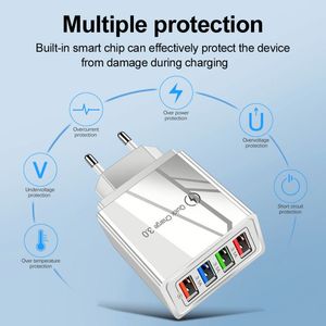 4 chargeurs USB US/EU, charge rapide QC 3.0, bloc chargeur mural USB, chargeur portable pour la maison, les voyages, les smartphones - Product Image 5