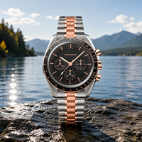 Montre de sport chronographe multifonction personnalisable pour homme, montre de plongée en acier inoxydable or rose 40 mm, mouvement à quartz VK63, lumineuse