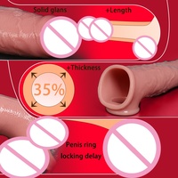 Manchon vibrant réaliste pour pénis avec 9 modes de vibration, anneau vibrant élastique pour pénis, jouet sexuel portable pour hommes