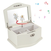 Boîte à bijoux de luxe en bois rose avec ballerine rotative SANKYO pour enfants, mouvement de luxe SANKYO utilisé en MDF, manivelle carrée