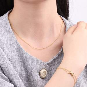 Chris April 925 Sterling Zilver Water Wave Rimpel Effen Ketting Vermeil Ketting Groothandel - Product Image 1