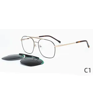 Diseño de patente 2023 Diseño clásico Gafas de dos vías Gafas de bloqueo de luz azul con gafas de sol magnéticas con clip