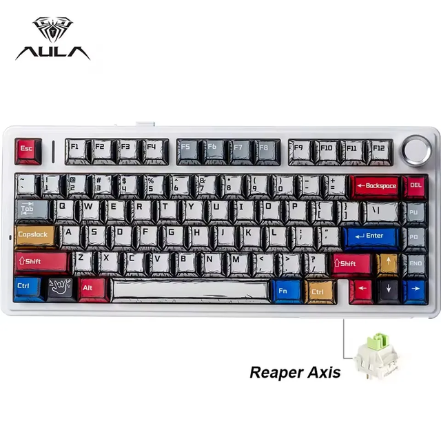 AULA F75 75% Wireless Mechanical Keyboard PBT Keycaps RGB LED Backlit Hot Swap Switch USB C Gaming Keypad