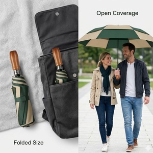 Custom Logo Folding <b>Umbrella</b> Compact Travel <b>Umbrella</b> Windproof Rain <b>Umbrella</b> with 190T Pongee Fabric UV for Outdoor Use - Product Image 5