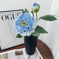 Bouquet de pivoines artificielles haut de gamme à bords brûlés pour décoration de table à manger, décoration de mariage et arrangement floral