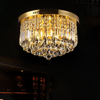 Lustres de plafond ronds en cristal K9 chromés élégants et modernes pour salon d'hôtel