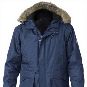 Chaqueta Parka Casual de Invierno para Hombre, Tallas Grandes, con Acolchado Lavado, Ribete de Piel Sintética de Oveja, Cortavientos de Poliéster, con Capucha y Cremallera Desmontable - Product Image 3