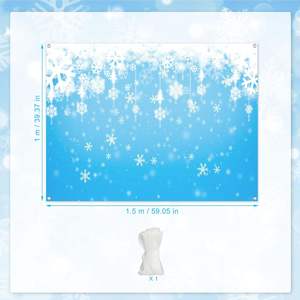 Flocon de neige personnalisé tapisserie hiver pays des merveilles Photoshoot toile de fond congelé fête d'anniversaire décor avec Stock personnalisé - Product Image 2