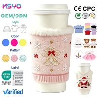 Manchon de tasse à café réutilisable MSYO avec logo personnalisé, en crochet, style pull de voyage, pour thé ou glace, motif pull de Noël