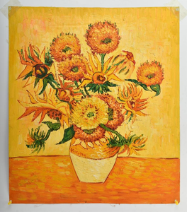 <span class=keywords><strong>Peinture</strong></span> à l'huile faite à la main en gros, motif <span class=keywords><strong>Tournesol</strong></span> de <span class=keywords><strong>Van</strong></span> <span class=keywords><strong>Gogh</strong></span>, 60x90cm, sur toile de coton et lin, art floral impressionniste pour hôtels et cafés - Product Image 2