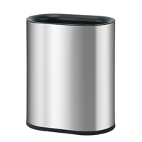 Cubo de Basura Delgado de Acero Inoxidable con Tapa Abierta y Cubo Interior Extraíble, Contenedor de Residuos que Ahorra Espacio para Baño, Oficina y Espacios Estrechos