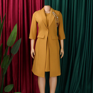 D610高品質レディーススーツ オフィスウェアセット エレガントで伸縮性のあるスリムスーツブレザー＋ストラップドレスセット ツーピースアウトフィット 女性用 - Product Image 5