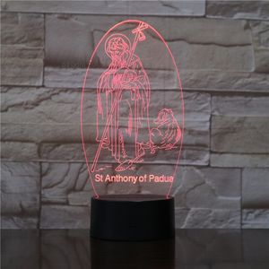 Chrétien Jésus Disciple Usb 3D St Antoine de Padue <span class=keywords><strong>Touch</strong></span> <span class=keywords><strong>Color</strong></span>é Lampe Tactile Lumière Roman Cadeaux Décor Optique Fiber Lumière Bea - Product Image 2