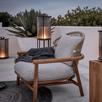 Canapé en bois extérieur de loisirs nordiques chaise en rotin de terrasse de jardin imperméable pour la cour balcon crème solaire teck pour la vie en plein air