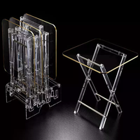 Table basse pliante moderne transparente en acrylique transparent extensible pour les meubles de maison ou les cafés prix d'usine