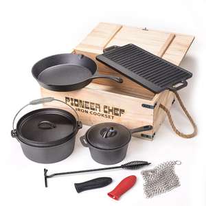 Prospector's Art Style Iron Cookware Camping Horno holandés Caja de madera Modelo decorativo Caja de regalo para almacenamiento de herramientas Solo caja disponible - Product Image 1