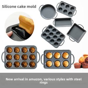 Padella per Muffin in <span class=keywords><strong>Silicone</strong></span> fatta a mano da 12 pezzi rettangolare stampo per torta <span class=keywords><strong>teglia</strong></span> con acciaio avvolto per cottura transfrontaliera - Product Image 5