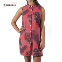 Robe d'été italienne sans manches à imprimé floral, colorée, décontractée, grande taille, taille naturelle, respirante, écologique, 100% lin pour femmes