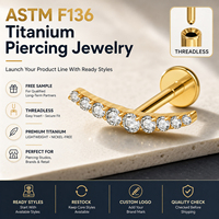 Perhiasan Tubuh JiaXin ASTM F136 Titanium Threadless Push Pin Flat Back Labret Stud untuk Bibir, Tragus, Helix, Conch, Tulang Rawan, Berbentuk Bunga dengan CZ, Ukuran 16G
