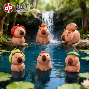 Figurine miniature de capybara en résine, ornement mignon d'animal, décoration de bureau, décoration de la maison - Product Image 2