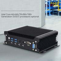 Mini PC Quad Core I3 I5 I7 CPU 2 RS232 8 USB Win7 8 10 Linux Ubuntu Ordinateur industriel sans ventilateur intégré pour la maison et le bureau
