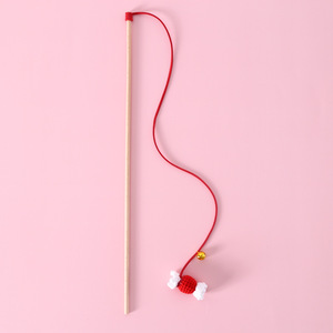 Interactive Wood Cat Toy Knitted Teaser <b>Stick</b> with Colored <b>Candy</b> & Bell Sound Toys for Pet Movement - Product Image 6