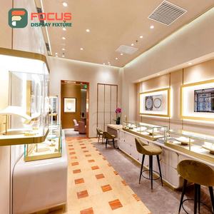 Wooden <b>Jewelry</b> Counter Glass Display <b>Cabinet</b> LED Light High End <b>Jewelry</b> Display Shelf Luxury Display <b>Cabinet</b> - Product Image 1