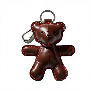 Nhà Máy Tùy Chỉnh Phim Hoạt Hình Gấu Nâu Keychain Dễ Thương 2D PU Da <span class=keywords><strong>Keyring</strong></span> Với Hợp Kim Kim Loại Kẽm Kẽm Hợp Kim Quà Tặng Cho Động Vật Những Người Yêu Thích - Product Image 1
