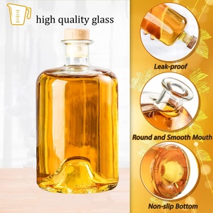 Bouteille en verre ronde transparente personnalisée avec logo, 100 ml, 250 ml, 375 ml, 500 ml, 750 ml, pour liqueur, <span class=keywords><strong>alcool</strong></span>, spiritueux, vin, whisky, <span class=keywords><strong>vodka</strong></span>, avec bouchon en liège - Product Image 5