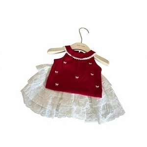 Conjunto de Dos Piezas Elsali para Bebés Niñas, Falda a la Rodilla de Crochet y Top con Tirantes de Encaje, Estilo Dulce y Elegante para Verano - Product Image 4
