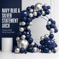 Kit d'arche de ballons en latex bleu marine et argent métallisé chromé, différentes tailles, pour décorations de fête d'anniversaire et de baby shower