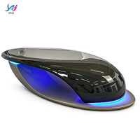 Table Basse Moderne Personnalisée en Résine Brillante Courbée, Durable, Écologique, Style Européen, avec Porte-Revues et Éclairage LED pour Salle à Manger et Hôtel