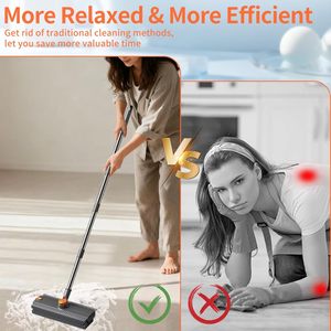 Stainless Steel Floor Cleaning <b>Brush</b> Silicone Scraper Strip Bristles Bathroom <b>Brush</b> Long Handle Adjustable Angle - Product Image 3