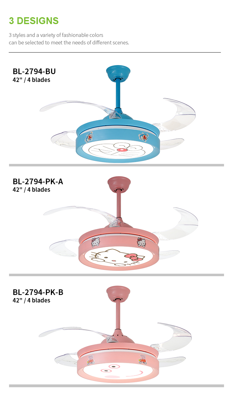 Breezelux 3 lighting effects children's bedroom light with fan