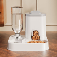 Fontaine à eau et distributeur de nourriture 2-en-1 grande capacité, distributeur automatique de nourriture et d'eau intégré pour chats et chiens