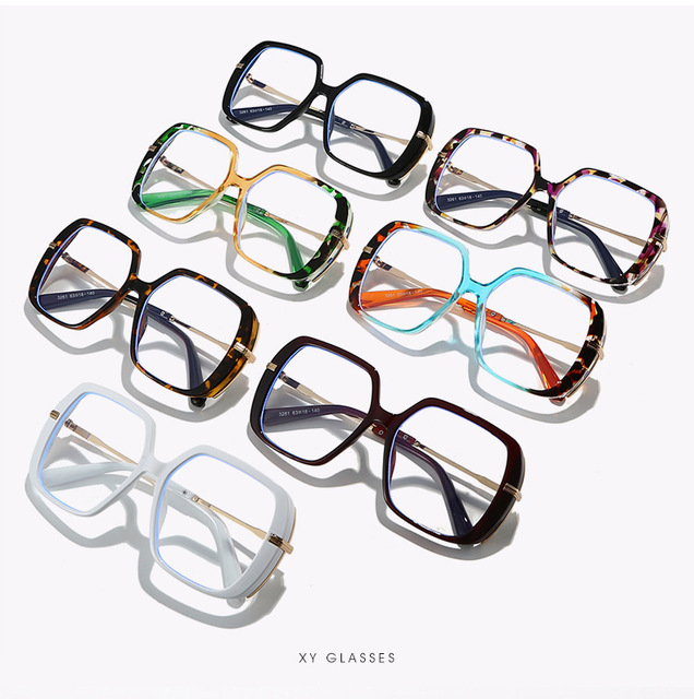 Oversized Square Full-Rim Blue Light Blocking Glasses Geometric Pattern for Women Men Computer Use Anti Radiation Lenses