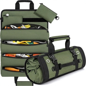 ANILD Heavy Duty Portable <b>Roll</b> up <b>Tool</b> Bag Organizer with 2 Detachable Pouches Green 23.4x14.2x3.5 Inches 15kg Capacity - Product Image 1